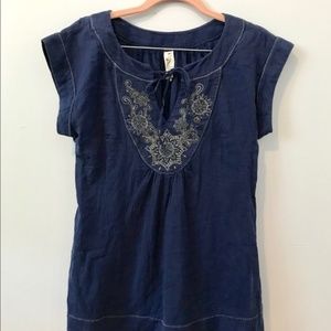 Anthropologie Blue Boho Blouse